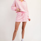 Striped Drawstring Mini Skort Set