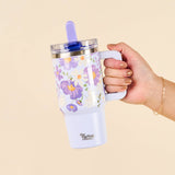 20 oz Flip Straw Bouquet Purple Tumbler