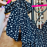 One shoulder black & white top