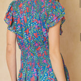 BLUE FLORAL PRINT DRESS