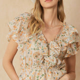 FLORAL V NECK PEPLUM