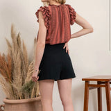 SIENNA RUFFLED GEOMETRIC TOP