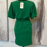 Green Bubble Sleeve Mini Dress
