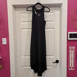 Black Butter Fabric Racer Back HI Low Hem Mide Dres With Pockets