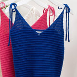 BLUE SLEEVELESS RIBBED KNIT