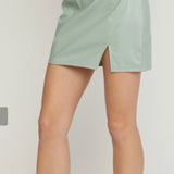 SAGE FAUX LEATHER SKIRT