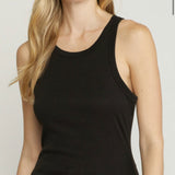 BLACK RIBBED SLEEVELESS TANK