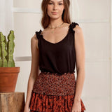 BLACK RUFFLE STRAP TOP