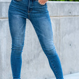 HIGH WAIST CUFF SKINNY JEANS