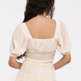 CREAM SOLID CROP TOP