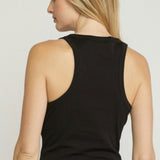 BLACK RIBBED SLEEVELESS TANK
