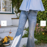 MEDIUM WASH FLARE TROUSER