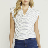Striped Cowl Neck Top