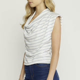 Striped Cowl Neck Top