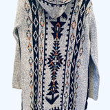 Aztec Print Cardigan With Hood