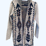 Aztec Print Cardigan With Hood
