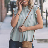Sage Sleeveless Ruffle Top