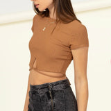 BROWN KNIT TOP