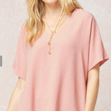 SPRING PINK V-NECK TOP