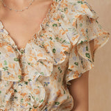 FLORAL V NECK PEPLUM