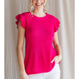 Hot Pink Ruffle Sleeve Tank