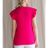 Hot Pink Ruffle Sleeve Tank