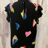 FLUTTER SLEEVE SMOCKED TOP