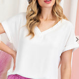 OFF WHITE BASIC V NECK TOP