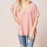 SPRING PINK V-NECK TOP
