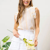 YELLOW STRIPED RUFFLED TOP