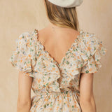 FLORAL V NECK PEPLUM