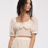 CREAM SOLID CROP TOP