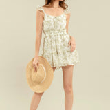 LIGHT GREEN FLORAL ROMPER
