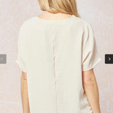 OATMEAL V NECK TOP
