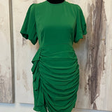 Green Bubble Sleeve Mini Dress
