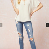OATMEAL V NECK TOP