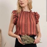 SIENNA RUFFLED GEOMETRIC TOP
