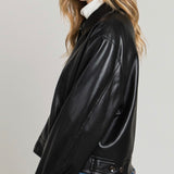 PLEATHER ZIP FRONT JACKET