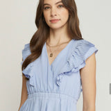 LIGHT BLUE PEPLUM TOP