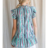 Colorful mint sleeveless striped top