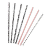 Luxy Leopard & Blush Reusable straw set