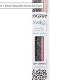 Luxy Leopard & Blush Reusable straw set