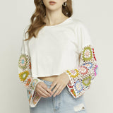 Crochet Sleeved Crop Top