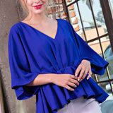 ROYAL BLUE V-NECK TOP