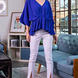 ROYAL BLUE V-NECK TOP