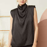 Black Satin Sleeveless Top Sale