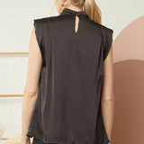 Black Satin Sleeveless Top Sale