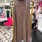 Mocha Sleeveless Turtle Neck Brushed Rib Knit Dress