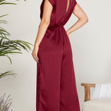 Wine Satin Jumpsuit