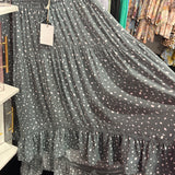 SAGE GRAY HI LO MIDI SKIRT